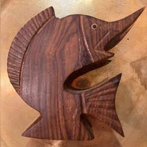 NAPKIN HOLDER WOOD HAND CARVED Beach Table Scape - Coast Seafood Party Decor VTG